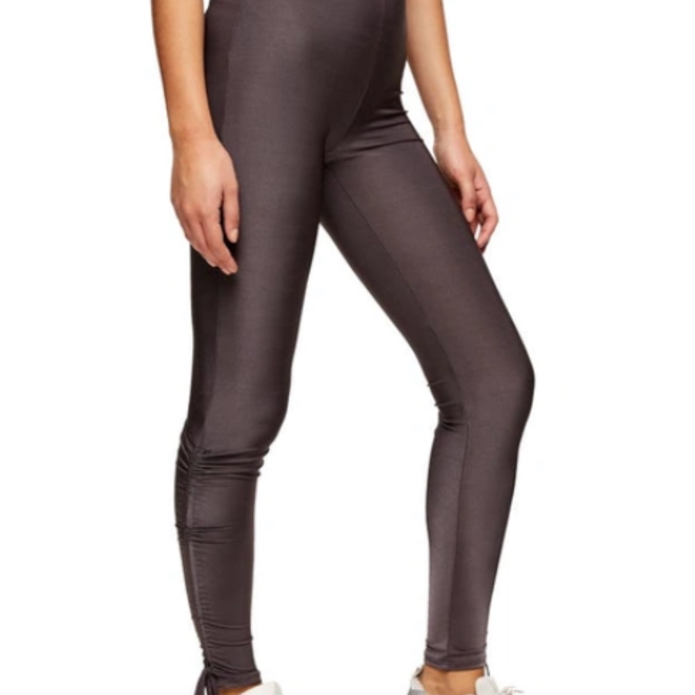 NWT Topshop High Waist Ruched Slinky Leggings In Grey